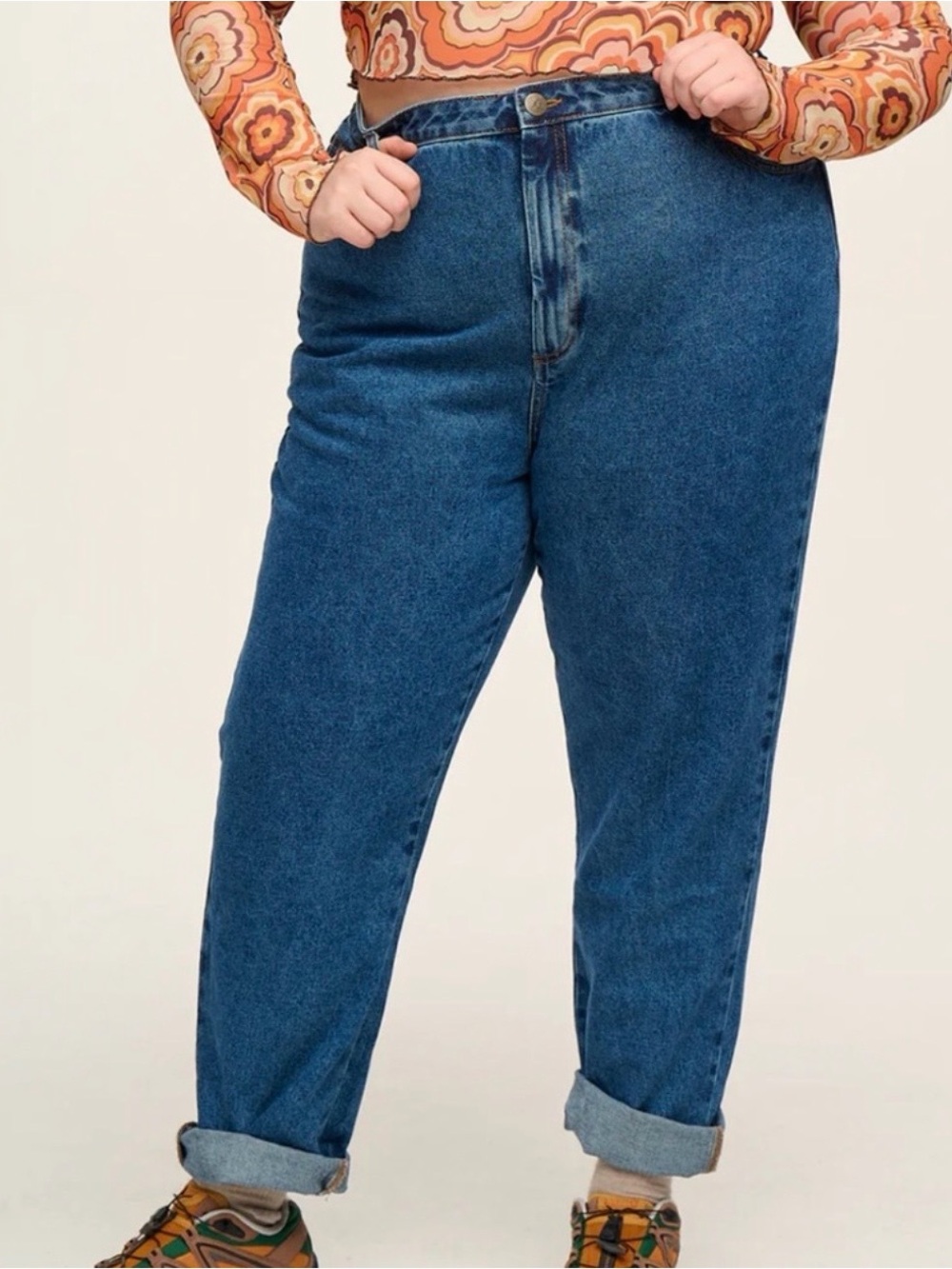 Lucy & Yak Dana Relaxed Dark Wash High Waisted Mom Jeans Size 38
